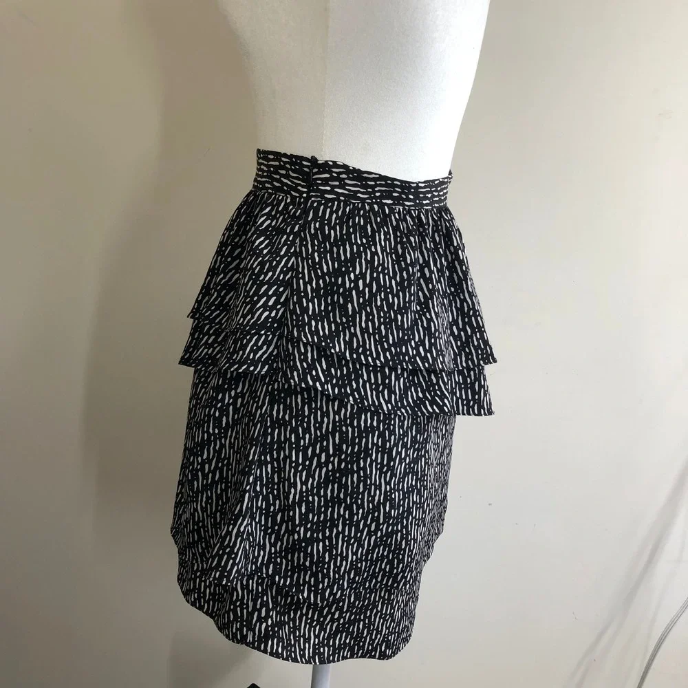 Vintage Y2K Hanna Grace Black White Tiered Ruffle Mini Skirt S Indie Sleaze Punk